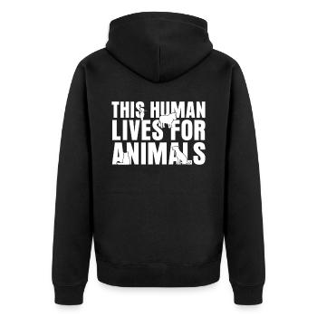 Tierarzt Tiermedizin Veterinär - Unisex Premium Bio Zip Hoodie - Schwarz - Hinten - Nico (187cm)