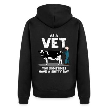 Tierarzt lustiger Spruch Tiermedizin - Unisex Premium Bio Zip Hoodie - Schwarz - Hinten - Nico (187cm)