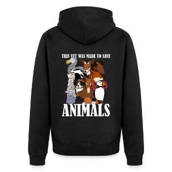 Tierarzt Tierärztin Tiermedizin - Unisex Premium Bio Zip Hoodie - Schwarz - Hinten - Nico (187cm)