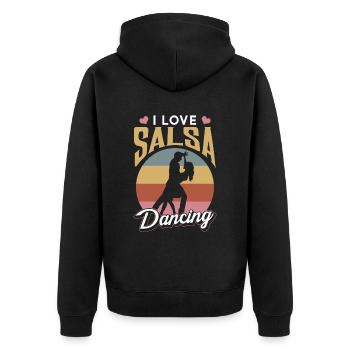 I Love Salsa Dancing Hobby Dancer Dance - Unisex Premium Organic Zip Hoodie - black - Back - Nico (187cm)