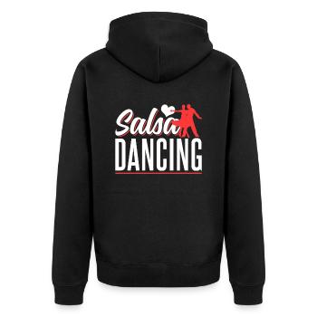 Salsa Tanzen Tänzer Tanz Hobby - Unisex Premium Bio Zip Hoodie - Schwarz - Hinten - Nico (187cm)