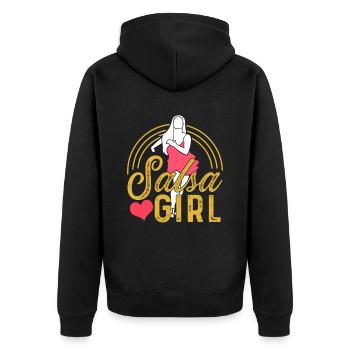 Salsa Mädchen Mama Tanz Tanzen Tänzer Hobby - Unisex Premium Bio Zip Hoodie - Schwarz - Hinten - Nico (187cm)
