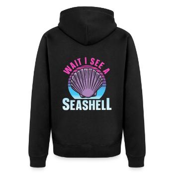 Wait I see a shell collecting shells - Unisex Premium Organic Zip Hoodie - black - Back - Nico (187cm)