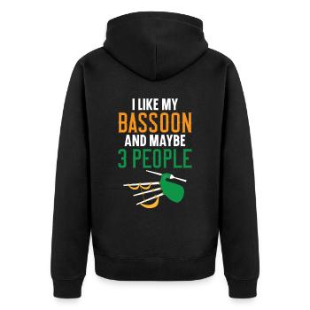 Ich mag mein Fagott und vielleicht 3 Leute Dudelsa - Unisex Premium Bio Zip Hoodie - Schwarz - Hinten - Nico (187cm)
