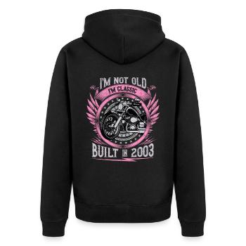 I'm Classic Built 2003 Motorcycle 20th Birthday - Unisex Premium Organic Zip Hoodie - black - Back - Nico (187cm)