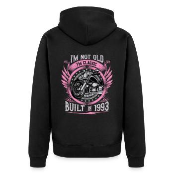I'm Classic Built 1993 Motorcycle 30th Birthday - Unisex Premium Bio Zip Hoodie - Schwarz - Hinten - Nico (187cm)