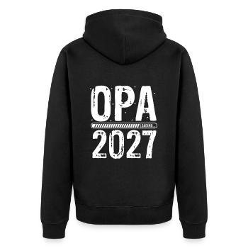 Opa Loading 2027 Babyankündigung Geburt Schwangers - Unisex Premium Bio Zip Hoodie - Schwarz - Hinten - Nico (187cm)