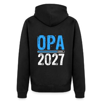 Opa Loading 2027 Babyankündigung Geburt Babygesche - Unisex Premium Bio Zip Hoodie - Schwarz - Hinten - Nico (187cm)
