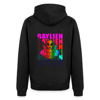 Gender Lesbian, Gay, Trans, Queer Rainbow - Unisex Premium Organic Zip Hoodie - black - Back - Nico (187cm)
