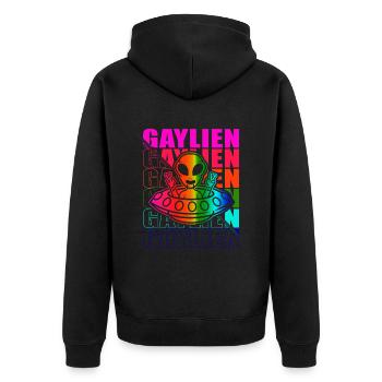 Gender Lesbian, Gay, Trans, Queer Rainbow - Unisex Premium Organic Zip Hoodie - black - Back - Nico (187cm)
