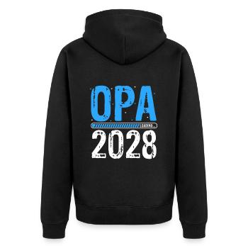 Opa Loading 2028 Babyankündigung Geburt Babygesche - Unisex Premium Bio Zip Hoodie - Schwarz - Hinten - Nico (187cm)