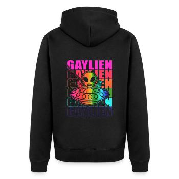 Gender Lesbian, Gay, Trans, Queer Rainbow - Unisex Premium Organic Zip Hoodie - black - Back - Nico (187cm)