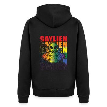Gender Lesbian, Gay, Trans, Queer Rainbow - Unisex Premium Organic Zip Hoodie - black - Back - Nico (187cm)