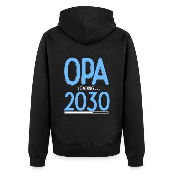 Opa Loading 2030 Babyankündigung Geburt Schwangers - Unisex Premium Bio Zip Hoodie - Schwarz - Hinten - Nico (187cm)