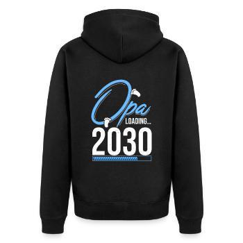 Opa Loading 2030 Babyankündigung Geburt Familienop - Unisex Premium Bio Zip Hoodie - Schwarz - Hinten - Nico (187cm)