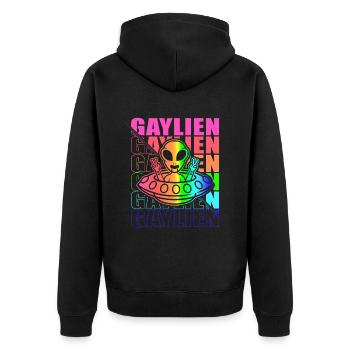 Gender Lesbian, Gay, Trans, Queer Rainbow - Unisex Premium Organic Zip Hoodie - black - Back - Nico (187cm)