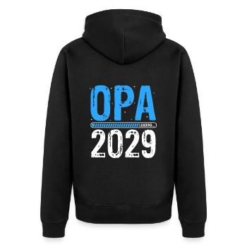 Opa Loading 2029 Babyankündigung Geburt Babygesche - Unisex Premium Bio Zip Hoodie - Schwarz - Hinten - Nico (187cm)