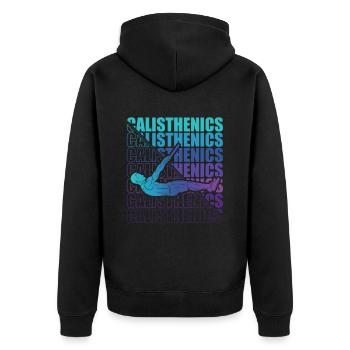 Calisthenics Street Workout Gymnastics Fitness - Unisex Premium Organic Zip Hoodie - black - Back - Nico (187cm)