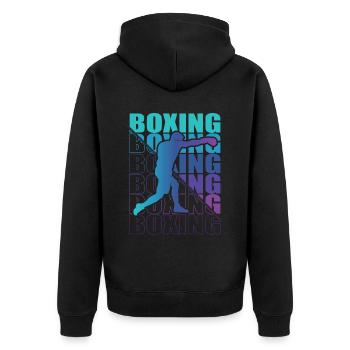 Boxen Martial Arts Boxing Box Club Boxer - Unisex Premium Bio Zip Hoodie - Schwarz - Hinten - Nico (187cm)