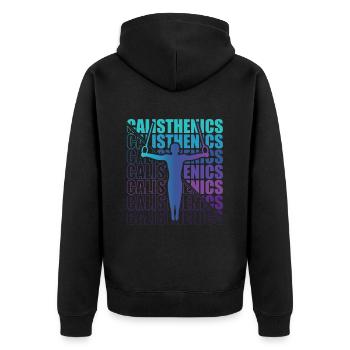 Calisthenics Street Workout Gymnastics Fitness - Unisex Premium Organic Zip Hoodie - black - Back - Nico (187cm)