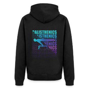 Calisthenics Street Workout Gymnastics Fitness - Unisex Premium Organic Zip Hoodie - black - Back - Nico (187cm)
