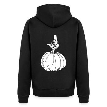 Thanksgiving Kürbis - Unisex Premium Bio Zip Hoodie - Schwarz - Hinten - Nico (187cm)
