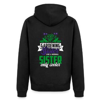 Hobbygärtner Garten Geschwister - Unisex Premium Bio Zip Hoodie - Schwarz - Hinten - Nico (187cm)