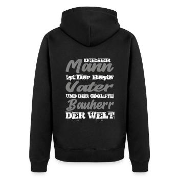 Vater und Bauherr - Unisex Premium Bio Zip Hoodie - Schwarz - Hinten - Nico (187cm)