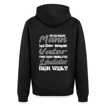 Vater und Schulleiter - Unisex Premium Bio Zip Hoodie - Schwarz - Hinten - Nico (187cm)