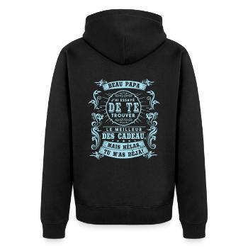 Beau Papa Humour Cadeau Fête Des Pères - Veste à capuche bio Premium Unisexe - noir - Dos - Nico (187cm)