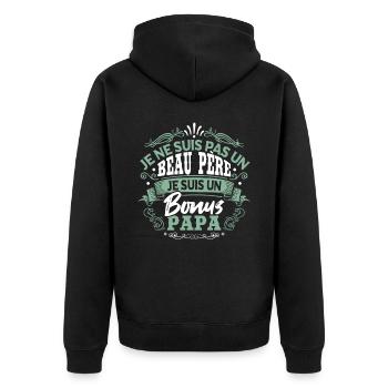 Je Suis Un Papa Bonus Fête Des Pères - Veste à capuche bio Premium Unisexe - noir - Dos - Nico (187cm)