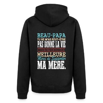 Drôle Beau Papa Fête Des Pères - Veste à capuche bio Premium Unisexe - noir - Dos - Nico (187cm)