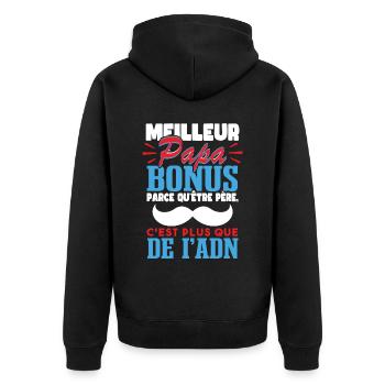Meilleur Papa Bonus Fête Des Pères Drôle - Veste à capuche bio Premium Unisexe - noir - Dos - Nico (187cm)