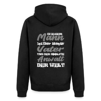Vater Und Anwalt - Unisex Premium Bio Zip Hoodie - Schwarz - Hinten - Nico (187cm)