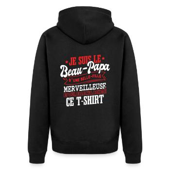 Drôle Fête Des Pères Beau-Papa - Veste à capuche bio Premium Unisexe - noir - Dos - Nico (187cm)