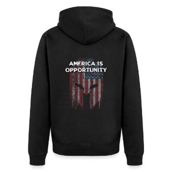 Amerika ist eine Chance für die Unabhängigkeit am 4. Juli - Unisex Premium Bio Zip Hoodie - Schwarz - Hinten - Nico (187cm)