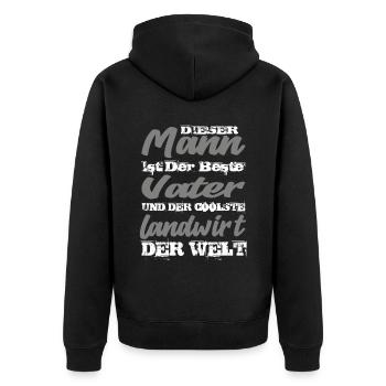 Vater und Landwirt - Unisex Premium Bio Zip Hoodie - Schwarz - Hinten - Nico (187cm)