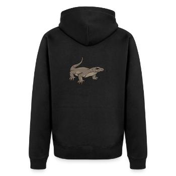 Komodowaran I Komododrache Motiv für Reptilien - Unisex Premium Bio Zip Hoodie - Schwarz - Hinten - Nico (187cm)