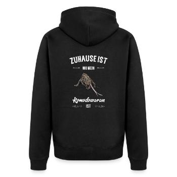 Komodowaran I Komododrache Motiv für Reptilien - Unisex Premium Bio Zip Hoodie - Schwarz - Hinten - Nico (187cm)
