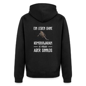 Komodowaran I Komododrache Motiv für Reptilien - Unisex Premium Bio Zip Hoodie - Schwarz - Hinten - Nico (187cm)