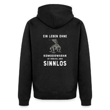 Komodowaran I Komododrache Motiv für Reptilien - Unisex Premium Bio Zip Hoodie - Schwarz - Hinten - Nico (187cm)