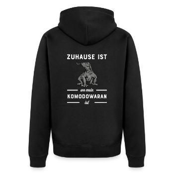 Komodowaran I Komododrache Motiv für Reptilien - Unisex Premium Bio Zip Hoodie - Schwarz - Hinten - Nico (187cm)