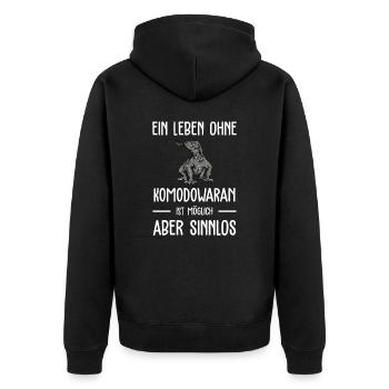 Komodowaran I Komododrache Motiv für Reptilien - Unisex Premium Bio Zip Hoodie - Schwarz - Hinten - Nico (187cm)
