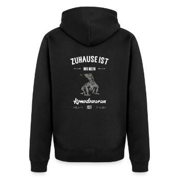 Komodowaran I Komododrache Motiv für Reptilien - Unisex Premium Bio Zip Hoodie - Schwarz - Hinten - Nico (187cm)