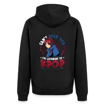 I don't hear you, I hear Kpop - Unisex Premium Organic Zip Hoodie - black - Back - Nico (187cm)
