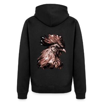 Geometric Chicken Head Abstract Polygonal - Unisex Premium Bio Zip Hoodie - Schwarz - Hinten - Nico (187cm)