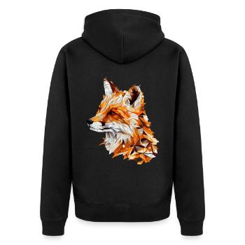 Geometric Fox Head Abstract Polygonal - Unisex Premium Bio Zip Hoodie - Schwarz - Hinten - Nico (187cm)