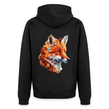 Geometric Fox Head Abstract Polygonal - Unisex Premium Bio Zip Hoodie - Schwarz - Hinten - Nico (187cm)
