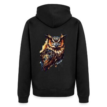 Geometric Owl Head Abstract Polygonal Bird - Unisex Premium Organic Zip Hoodie - black - Back - Nico (187cm)