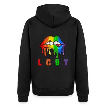 Cadeau Sexualité LGBT Bisexuel Gay - Veste à capuche bio Premium Unisexe - noir - Dos - Nico (187cm)